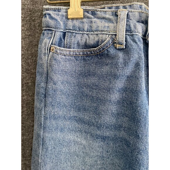 Stonewash Blue Denim Jeans High Waist Straight Leg 5 Pocket Tall Women NO TAG S - Picture 4 of 14
